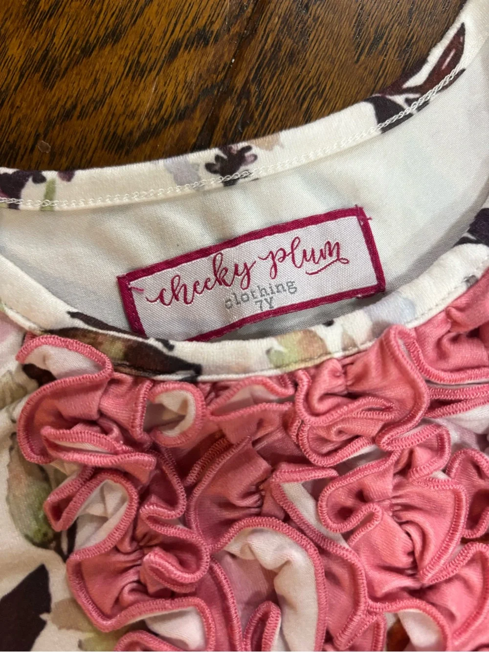Girls Floral Ruffle Set - Pink & Tan